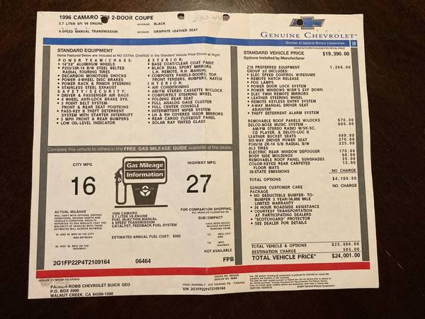 1996 Chevrolet Camaro Z28 2dr Hatchback — photo 6