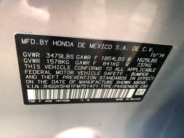 2015 Honda FIT EX 4dr Hatchback CVT — photo 2