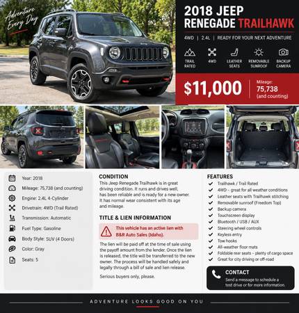 2018 Jeep Renegade Trailhawk 4dr 4x4 Automatic — photo 4