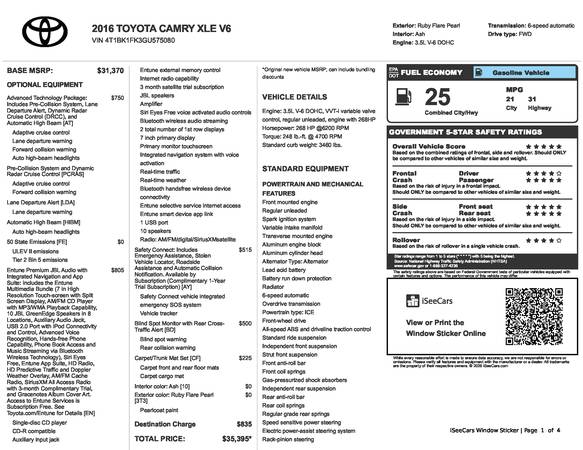 2016 Toyota Camry SE — photo 2
