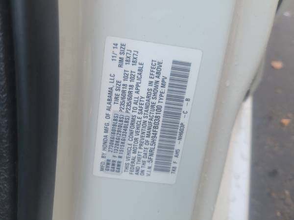 2015 Honda Odyssey Touring Elite Passenger Van Automatic — photo 8