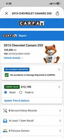 2013 Chevrolet Camaro 2LS — photo 7