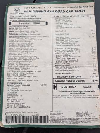 1999 Dodge RAM 2500 ST 4x2 Quad Cab 138.7 in. WB Manual — photo 8