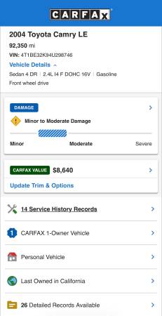 2004 Toyota Camry SE — photo 2