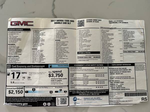 2017 GMC Sierra 1500 SLT 4x2 Double Cab 6.6 ft. box 143.5 in. WB Automatic — photo 3
